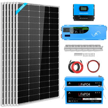 Load image into Gallery viewer, Off Grid Solar Kit 4000W Inverter 12VDC 120V/240V LiFePO4 Battery 1200 Watt Solar Back Up SGK-PR4S