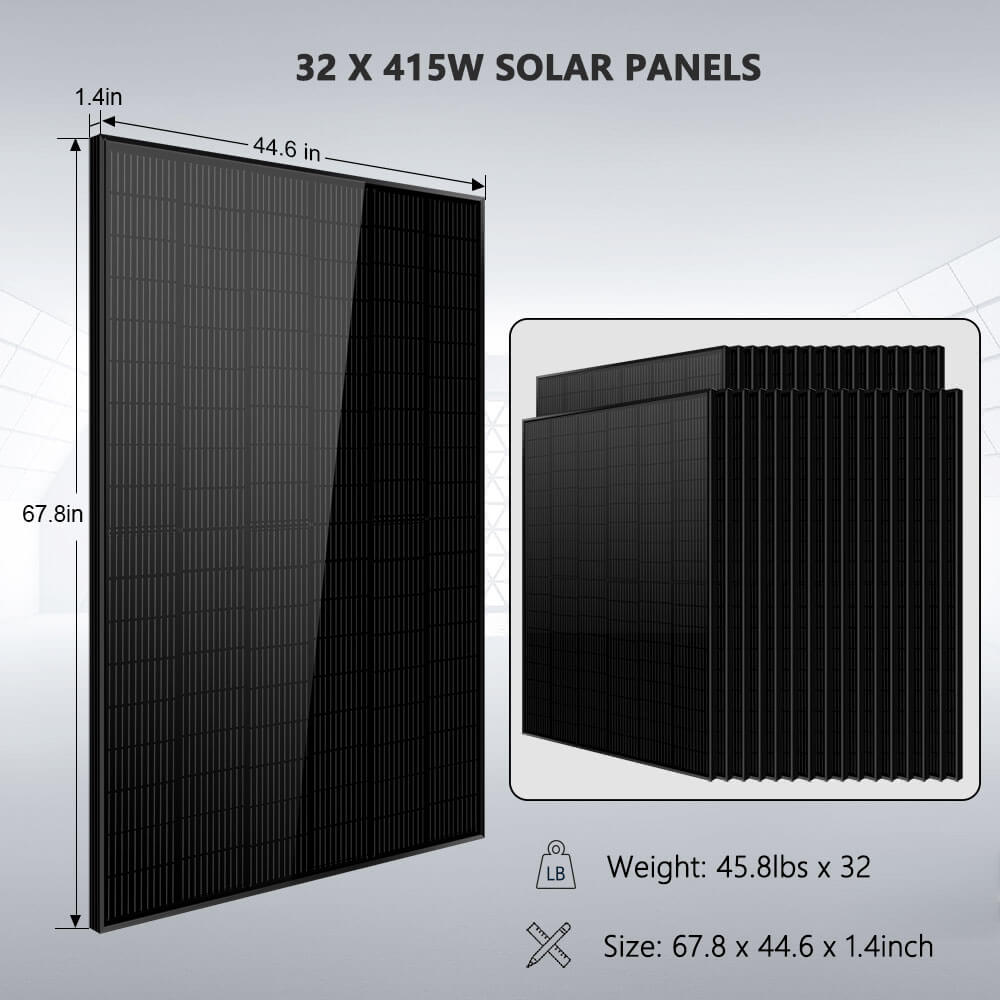 Hybrid Solar Kit 15.2KW 48V Split Phase 30.72 KWH Lithium Battery 32 X 415 Watt Solar Panel SGH-7.6DN6E