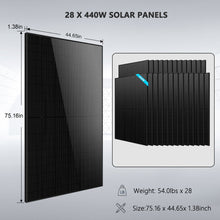 Load image into Gallery viewer, Hybrid Solar Kit 11.4KW 48V Split Phase 30.72KWH Lithium Battery 28 X 450 Watt Solar Panel SGH-11N3E