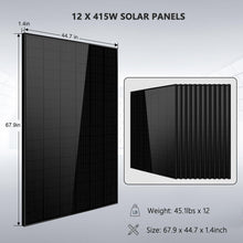 Load image into Gallery viewer, Off Grid Solar Kit 10000W 48VDC 120VAC/240V 20.48KWH Powerwall Lithium Battery 12 X 415 Watts Solar Panels SGM-10M2T