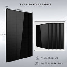 Load image into Gallery viewer, Off-Grid Solar Kit 12000W 48VDC 120V/240V LifePo4 25.6KWH Lithium Battery 12 X 415 Watts Solar Panels SGR-12K20E