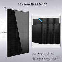 Load image into Gallery viewer, OFF GRID SOLAR KIT 20KW 48VDC 120V/240V LIFEPO4 30.72KWH LITHIUM BATTERY 32 X 450 WATTS SOLAR PANELS SGR-20K30E