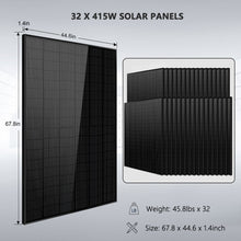 Load image into Gallery viewer, OFF GRID SOLAR KIT 16KW 48VDC 120V/240V LIFEPO4 25.6KWH LITHIUM BATTERY 32 X 415 WATTS SOLAR PANELS SGR-16K25E