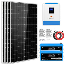 Load image into Gallery viewer, Solar Kit 3000W 24V Inverter 120V output Lithium Battery 800 Watt Solar Panel SGKT-3PRO