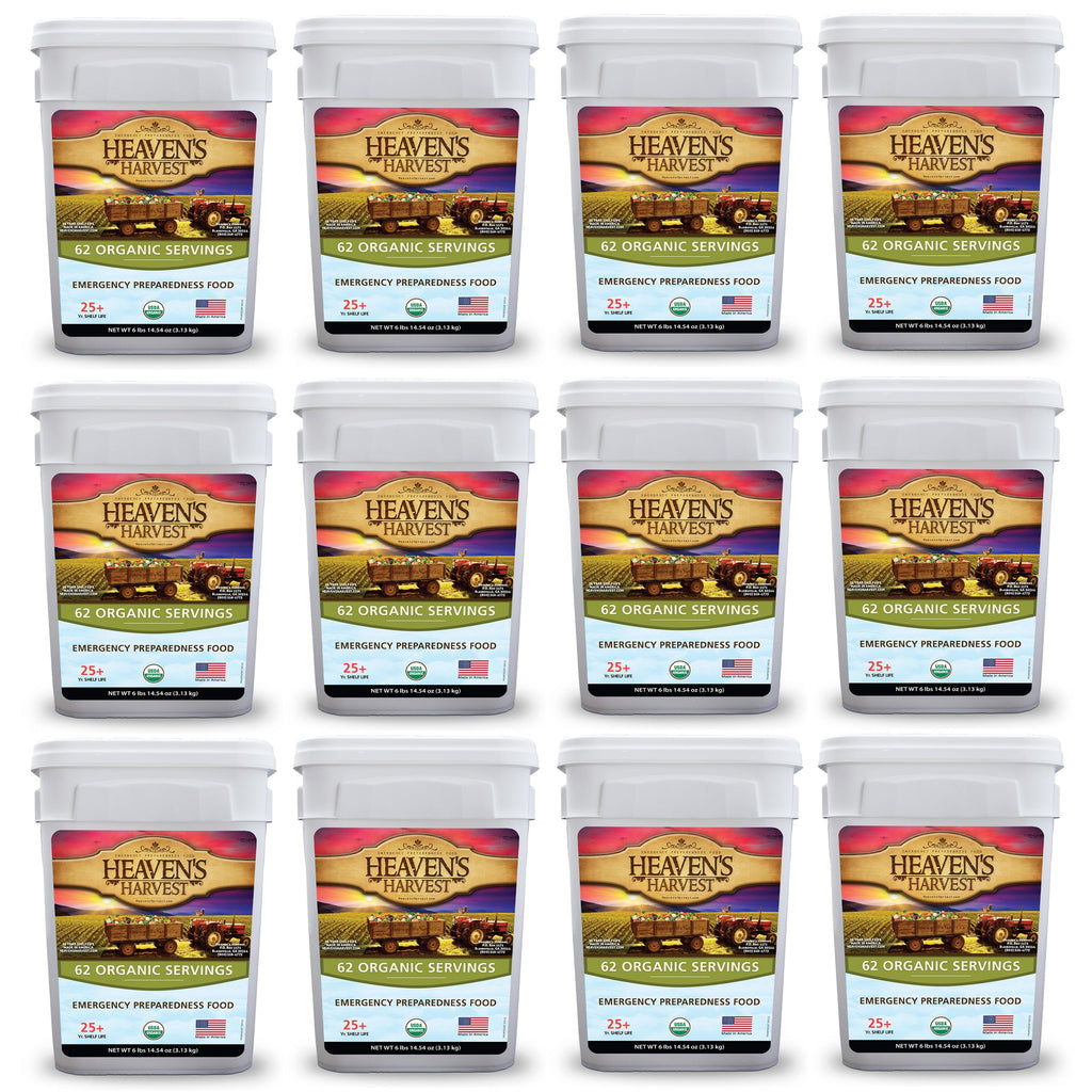 Organic Meal Bucket - 12 Pack -  Emergency Food Survival Kit