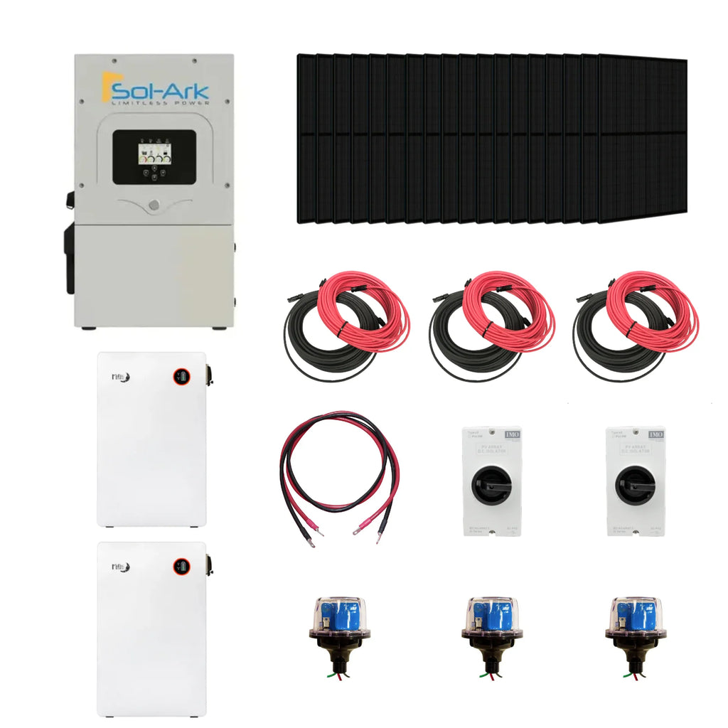 Complete Hybrid Solar Kit - Sol-Ark 15K Hybrid Inverter | 15kW 120/240V Output | 48V 310AH 16.1kWh Midnite Power AllWeather Lithium Battery | 13.5kW+ Solar PV