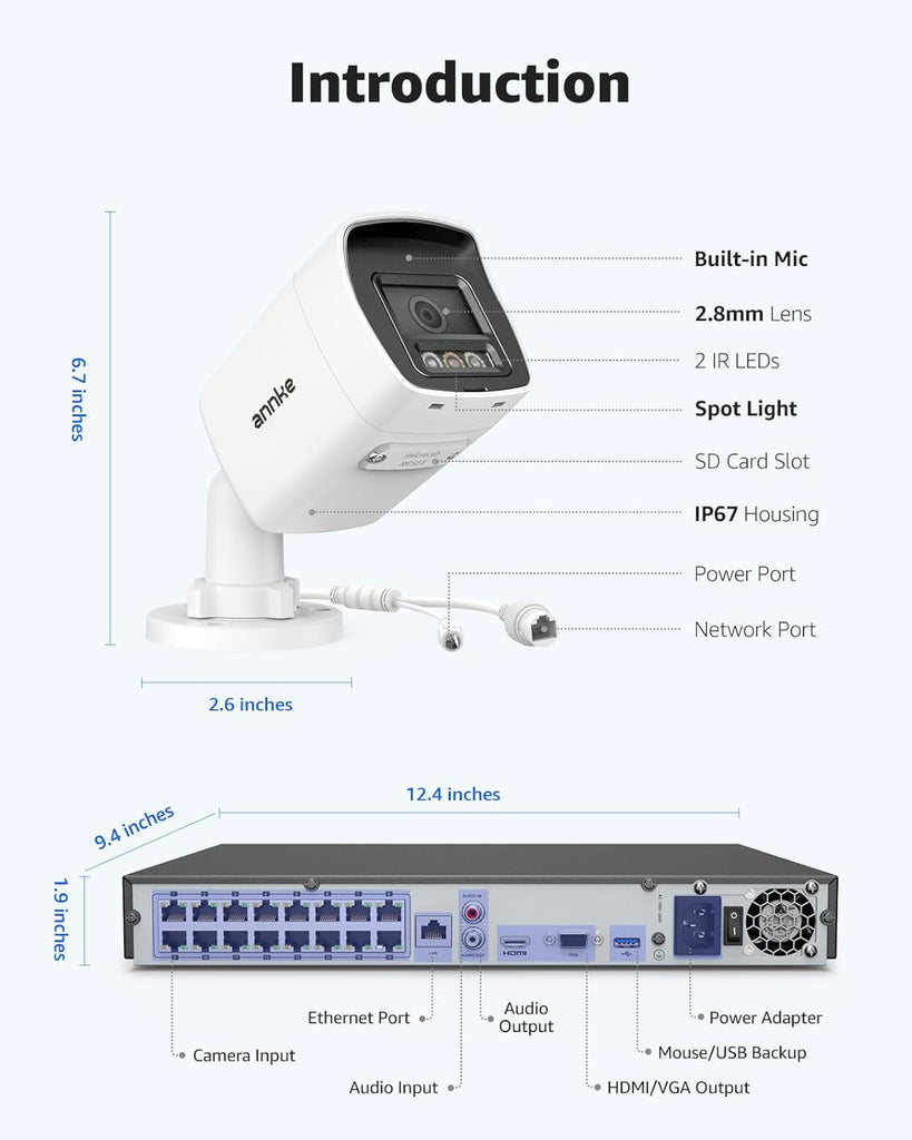 ANNKE 12MP PoE Security System: 16-Channel NVR, AI, Color Night Vision