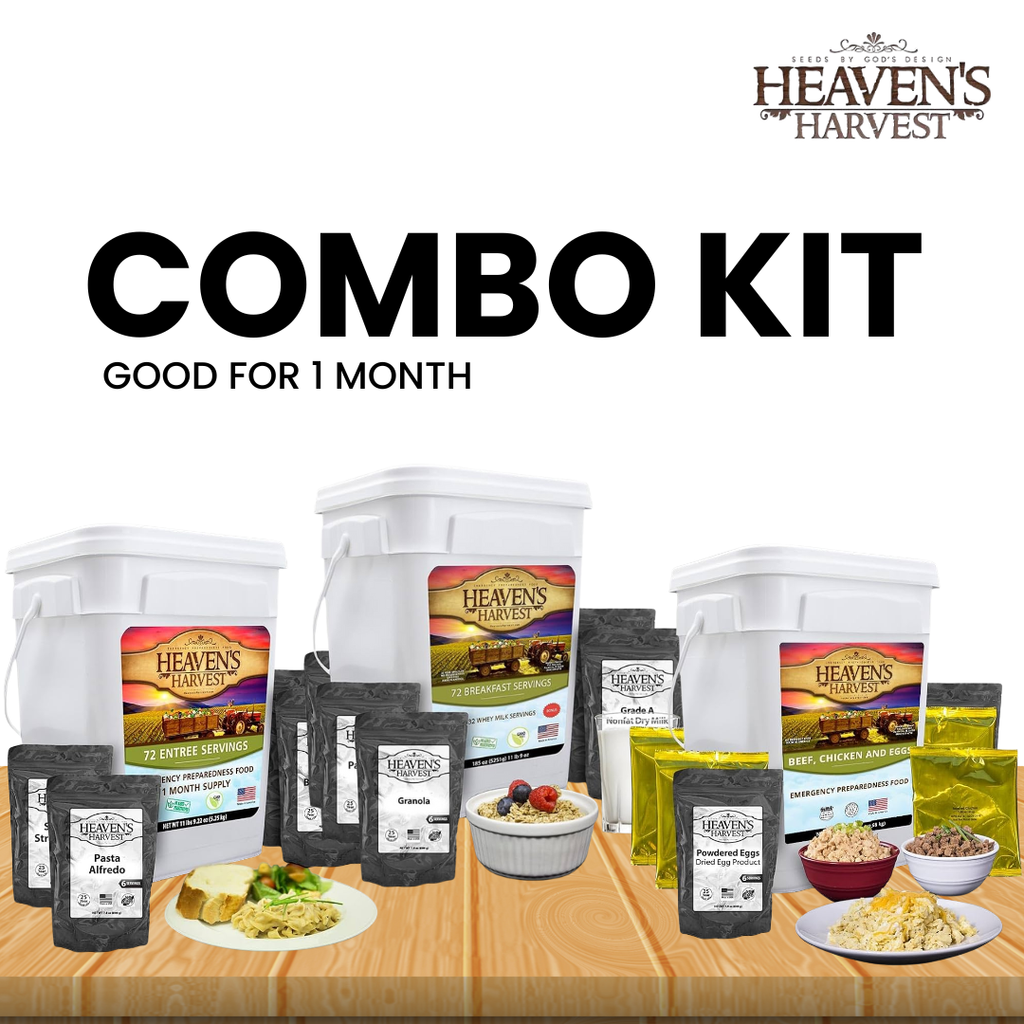 Combo Kit - Breakfast, Entree + Protein - 1 Person 1 Month - 308 Servings - Emergency Survival Food Kit