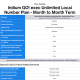 Iridium GO! exec Plan: Unlimited Local Number Plan- Month to Month Term