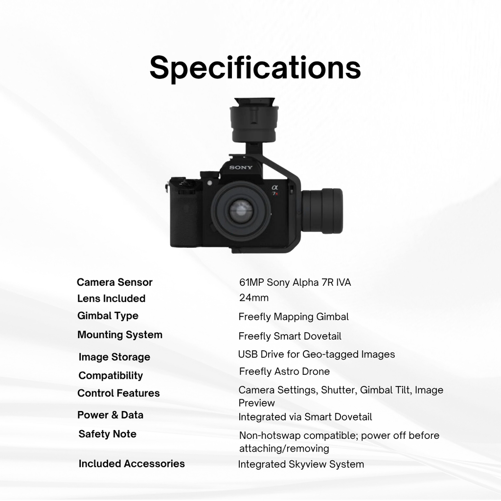 Freefly ASTRO High-Resolution Mapping Payload with Sony Alpha 7R IV Camera