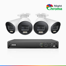 Load image into Gallery viewer, NightChroma NBRK800 4K 8-Channel 4-Camera PoE Outdoor Security System with Siren