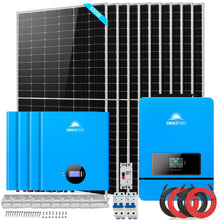 Load image into Gallery viewer, OFF GRID SOLAR KIT 10 X 550 WATTS SOLAR PANELS 4 X 5.12KWH POWERWALL LITHIUM BATTERY 10KW SOLAR INVERTER 48VDC 120V/240V SGM-10K20