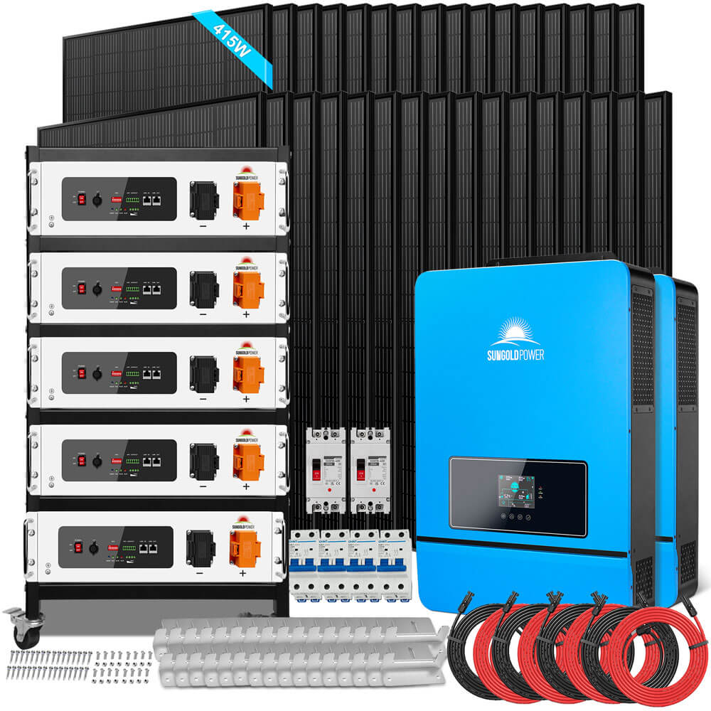 OFF GRID SOLAR KIT 16KW 48VDC 120V/240V LIFEPO4 25.6KWH LITHIUM BATTERY 32 X 415 WATTS SOLAR PANELS SGR-16K25E