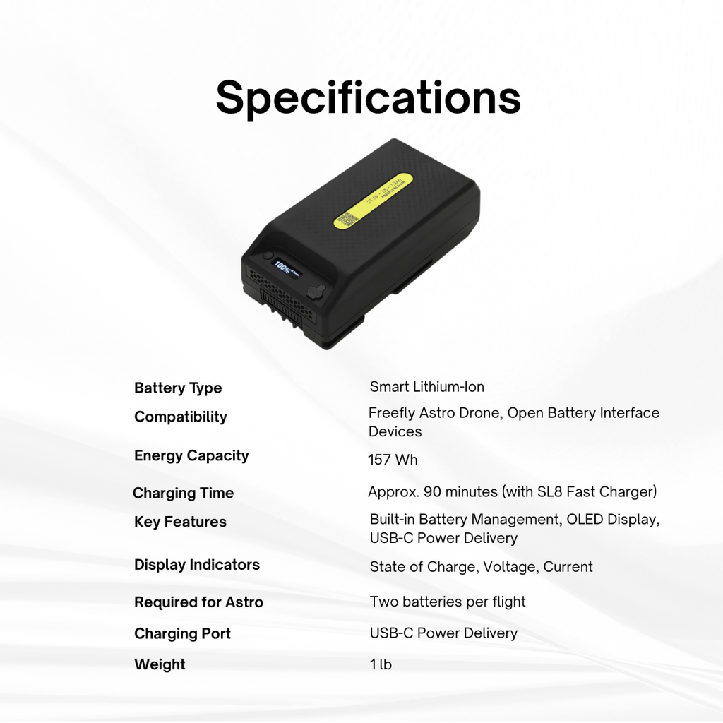 Freefly SL8-Air Super Light Smart Drone Battery USB-C Power Delivery