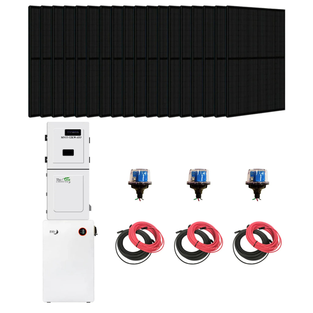 Complete Hybrid Solar Kit - Midnite Power TheOne Hybrid Inverter | 11.4kW 120/240V Output | 48V 310AH 16.1kWh Midnite Power AllWeather Lithium Battery | 14.4kW+ of Solar PV
