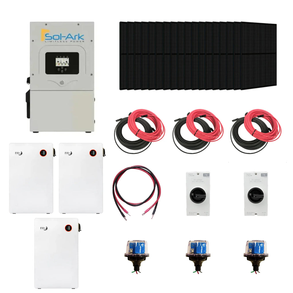 Complete Hybrid Solar Kit - Sol-Ark 15K Hybrid Inverter | 15kW 120/240V Output | 48V 310AH 16.1kWh Midnite Power AllWeather Lithium Battery | 13.5kW+ Solar PV