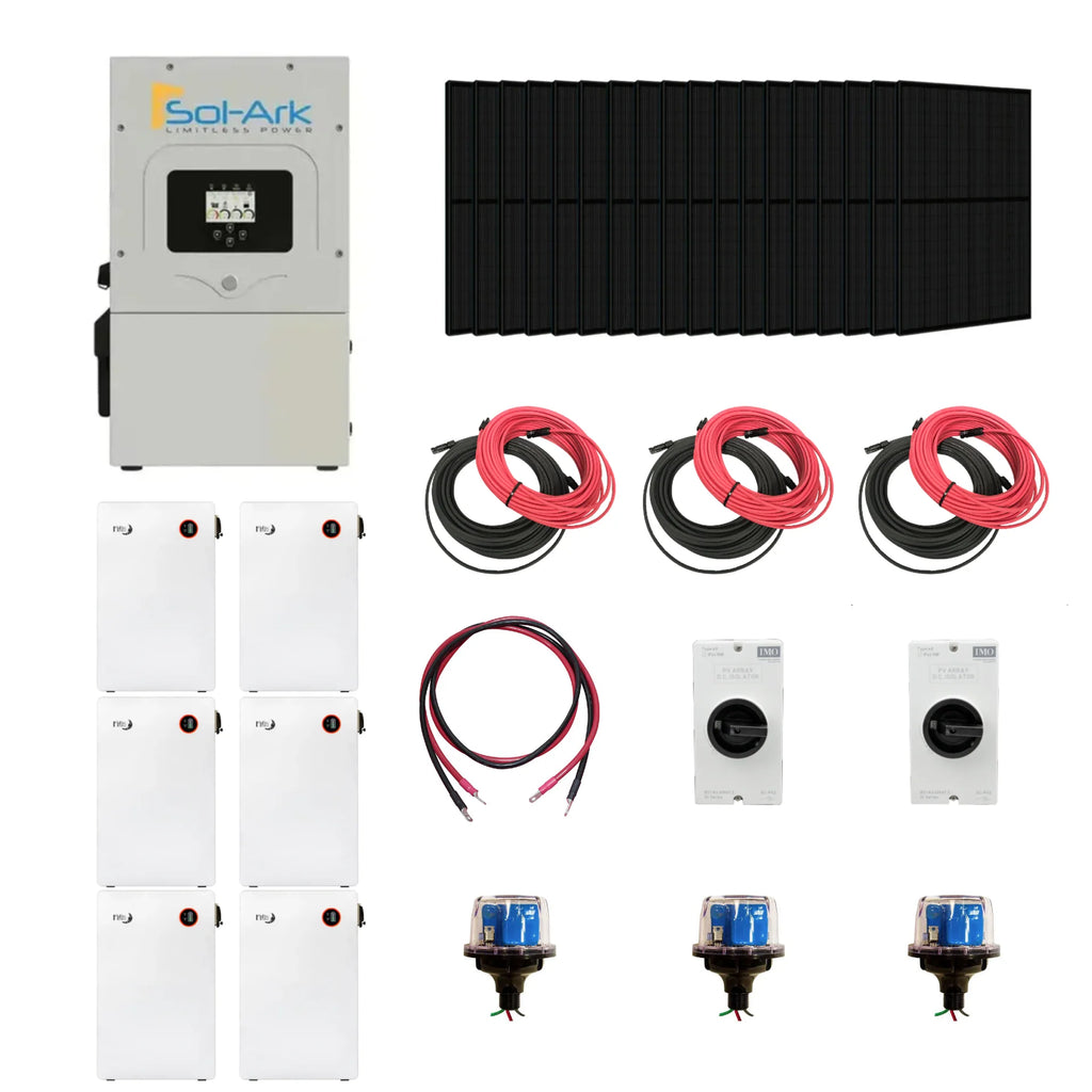 Complete Hybrid Solar Kit - Sol-Ark 15K Hybrid Inverter | 15kW 120/240V Output | 48V 310AH 16.1kWh Midnite Power AllWeather Lithium Battery | 13.5kW+ Solar PV