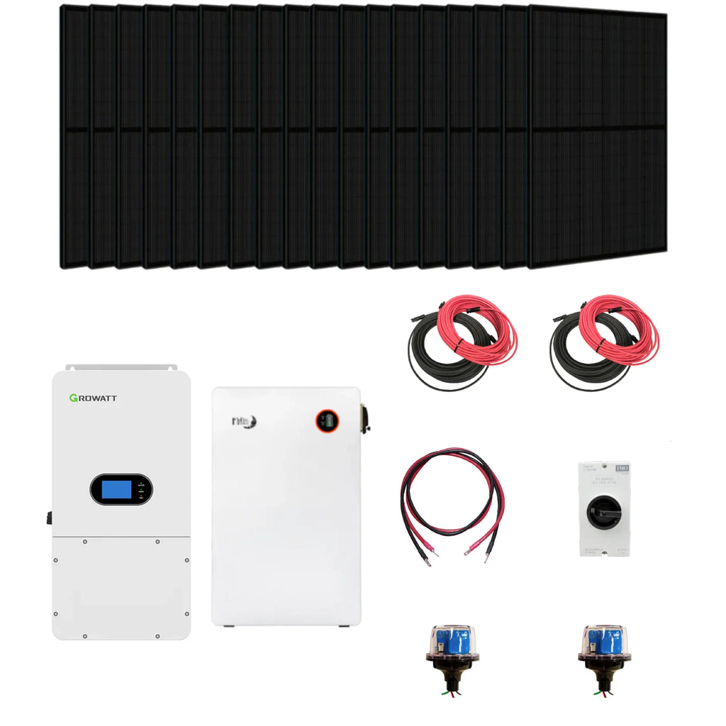 Complete Hybrid Solar Kit | Growatt SPH 10000TL Hybrid Inverter | 15kW PV Input 120/240V 10kW Output | 16.1kWh Midnite Power Lithium Powerwall | More Than 8000 Watts of Solar PV