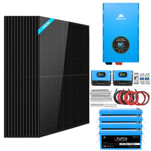 Load image into Gallery viewer, Complete off Grid Solar Kit 12000W 48V 120V/240V output 10.24KWH Lithium Battery 5400 Watt Solar Panel SGK-12MAX