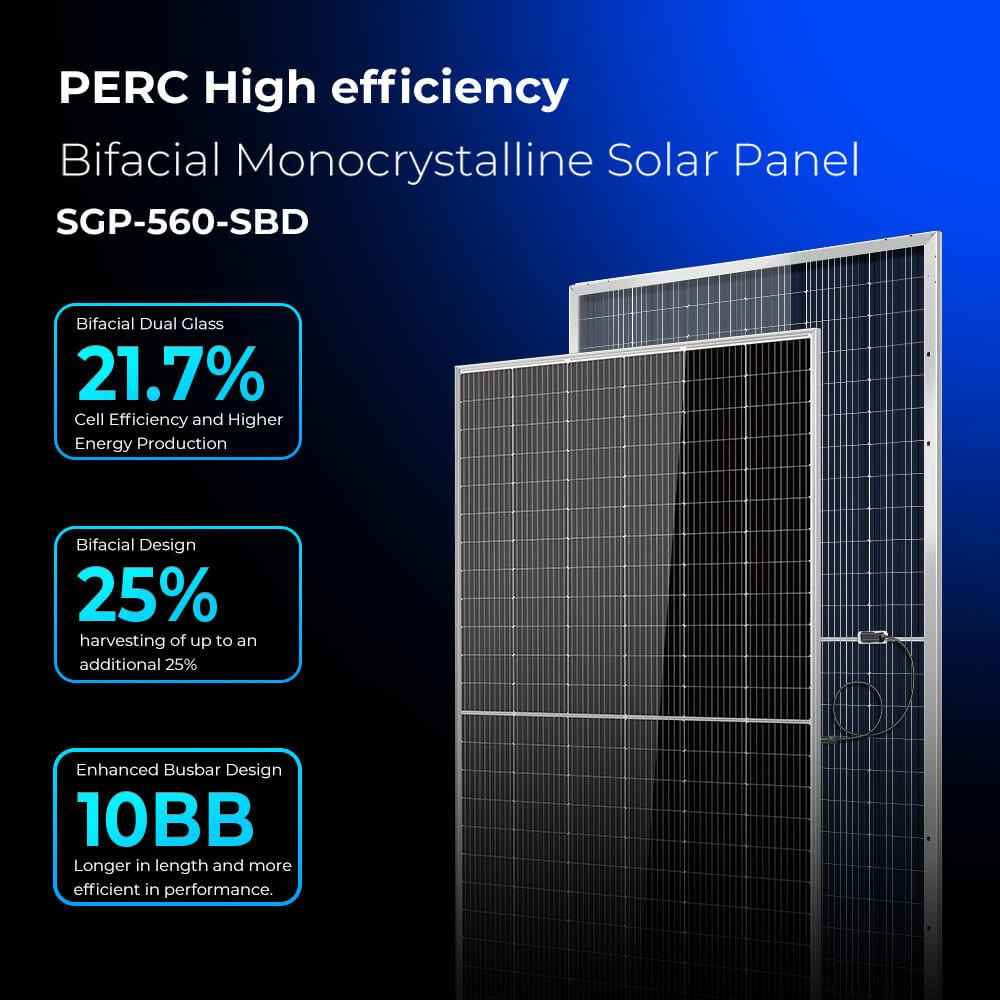 560W Bifacial PERC Solar Panel  | SGP-560-SBD UL61730