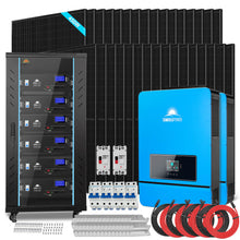 Load image into Gallery viewer, OFF GRID SOLAR KIT 20KW 48VDC 120V/240V LIFEPO4 30.72KWH LITHIUM BATTERY 32 X 450 WATTS SOLAR PANELS SGR-20K30E