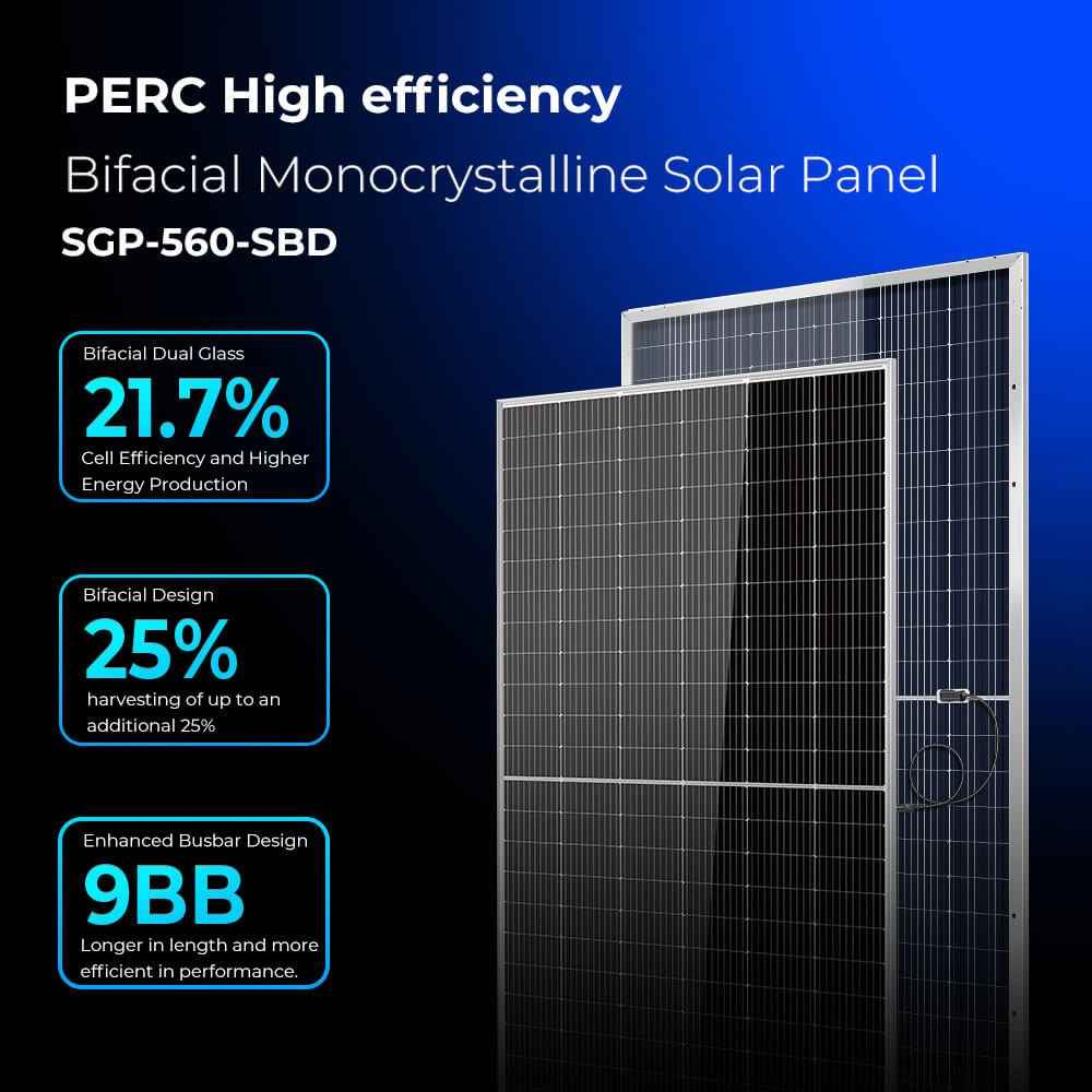 560W Bifacial PERC Solar Panel  | SGP-560-SBD UL61730