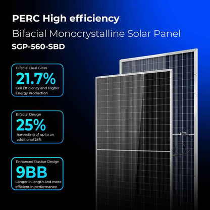 560W Bifacial PERC Solar Panel  | SGP-560-SBD UL61730