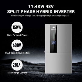 Hybrid Solar Kit 11.4KW 48V Split Phase 30.72KWH Lithium Battery 28 X 450 Watt Solar Panel SGH-11N3E