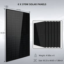 Load image into Gallery viewer, Off-Grid Solar Kit 5000W 48VDC 120V 10.24KWH PowerWall Lithium Battery 6 X 370 Watts Solar Panels SGM-5K10M