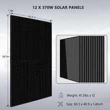 Load image into Gallery viewer, Off-Grid Solar Kit 13000W 48VDC 120VAC/240V 20.48KWH PowerWall Lithium Battery 12 X 370 Watts Solar Panels SGM-1320M