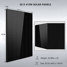 Load image into Gallery viewer, Off-Grid Solar Kit 13000W 48VDC 120V/240V LifePo4 20.48KWH Lithium Battery 14 X 415 Watts Solar Panels SGR-13KM