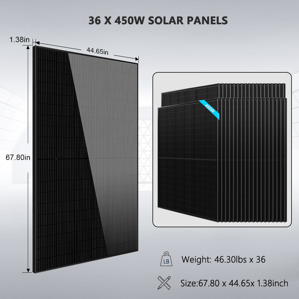 Hybrid Solar Kit 11.4KW 48V Split Phase 51.2 KWH Lithium Battery 36 X 450 Watt Solar Panel  SGH-11N5E