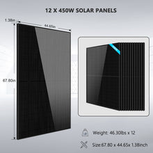 Load image into Gallery viewer, Complete off Grid Solar Kit 12000W 48V 120V/240V output 10.24KWH Lithium Battery 5400 Watt Solar Panel SGK-12MAX