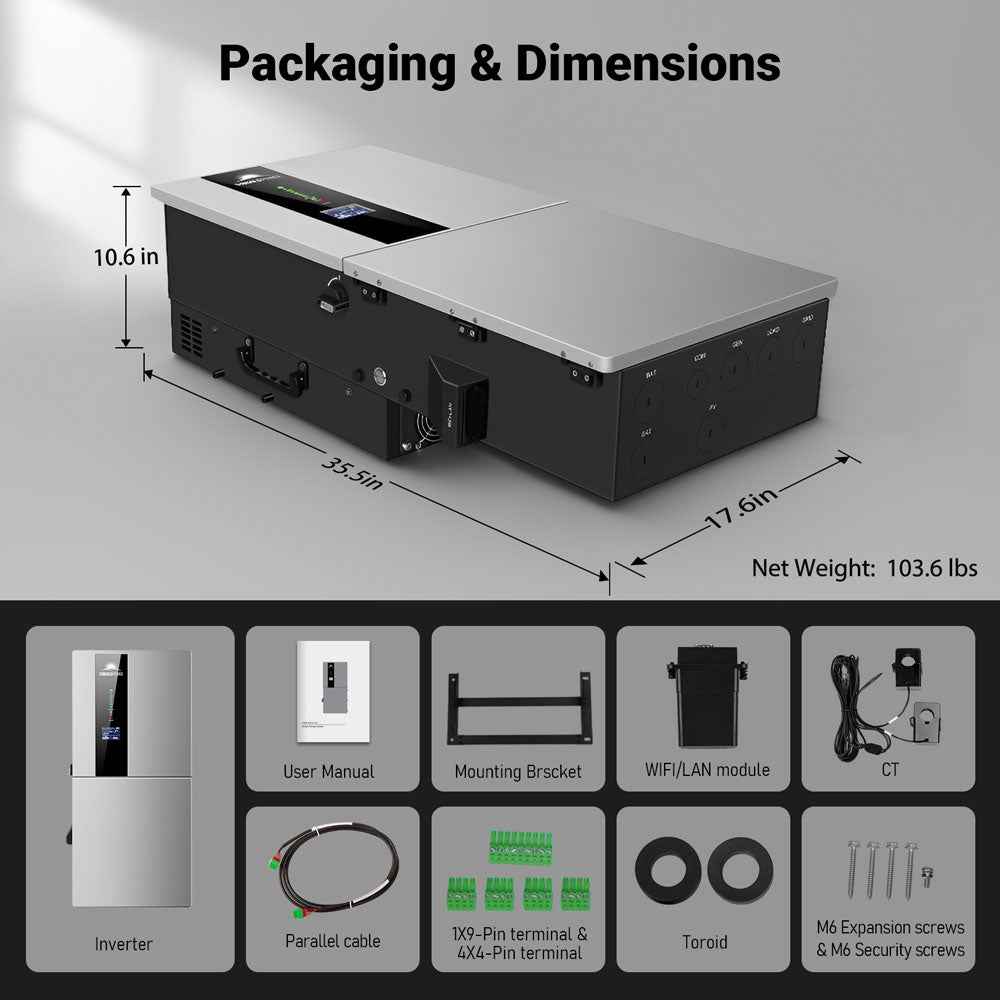 11.4KW 48V Split Phase Hybrid Solar Inverter | Whole Home Backup (200A) | SGN-11K15PRO