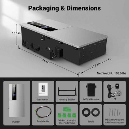 11.4KW 48V Split Phase Hybrid Solar Inverter | Whole Home Backup (200A) | SGN-11K15PRO