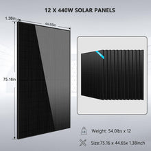 Load image into Gallery viewer, Complete off Grid Solar Kit 12000W 48V 120V/240V output 10.24KWH Lithium Battery 5400 Watt Solar Panel SGK-12MAX