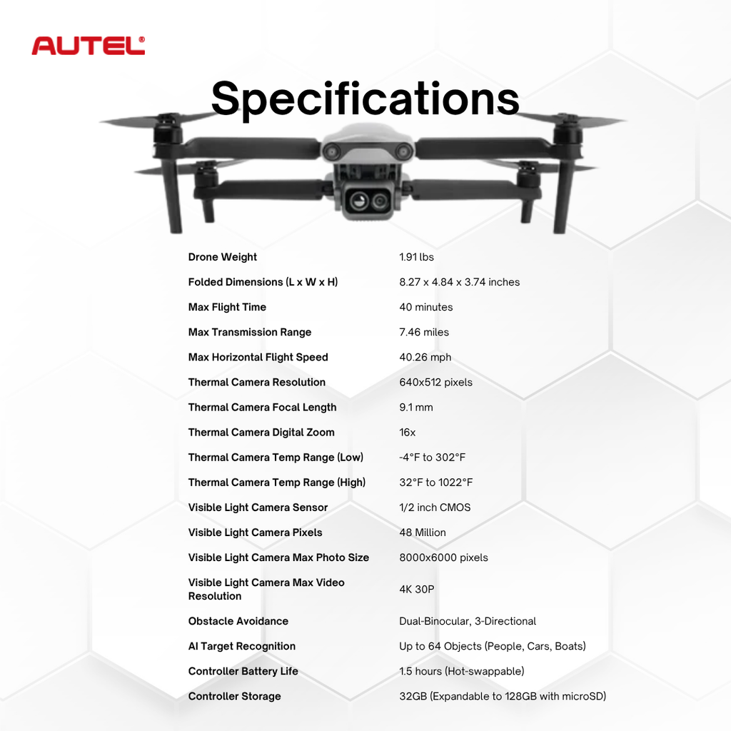 Autel EVO Lite 640T Enterprise Thermal Drone: Public Safety, Rescue, Law Enforcement