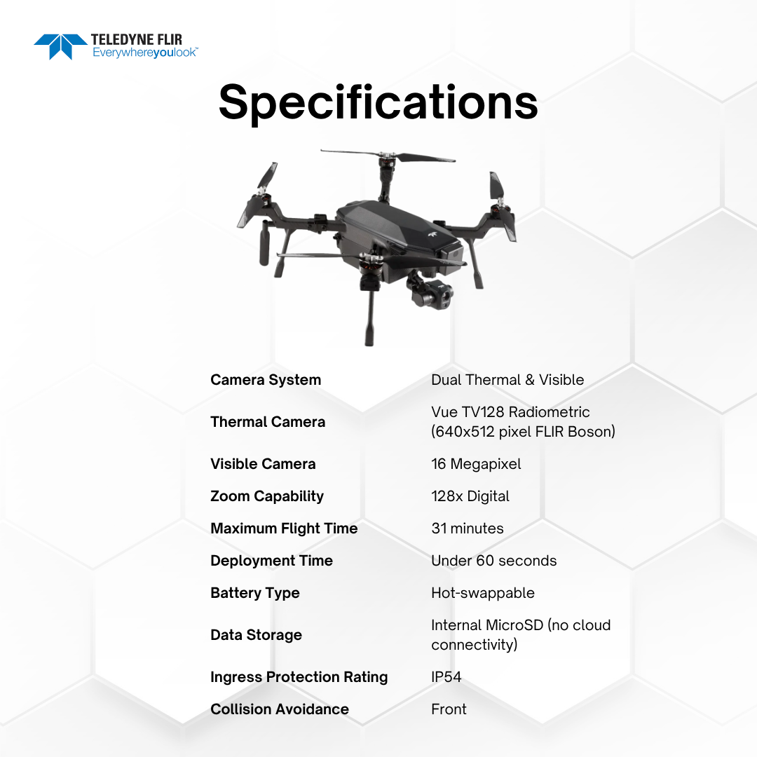 Teledyne FLIR SIRAS Professional Drone with Dual Thermal and Visible Cameras