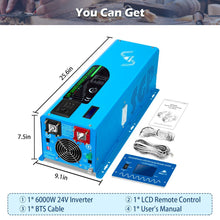 Load image into Gallery viewer, 6000W DC 24V Split Phase Pure Sine Wave Inverter With Charger