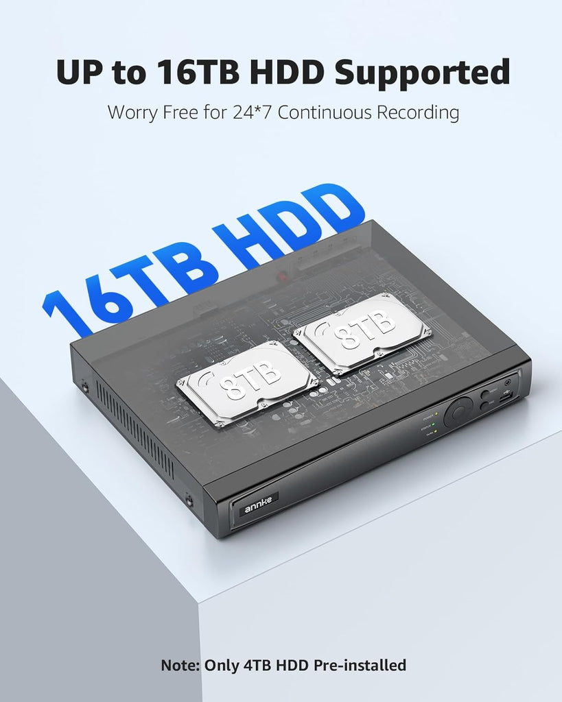 ANNKE 12MP PoE Security System: 16-Channel NVR, AI, Color Night Vision
