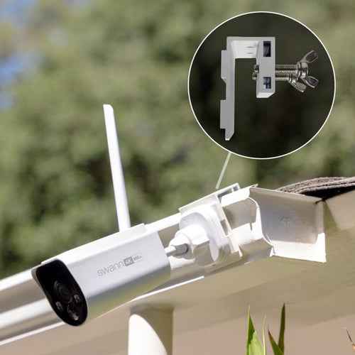 Swann Outdoor No-Drill Gutter Fence Mount for Wire-Free Security Cameras & Solar Panels