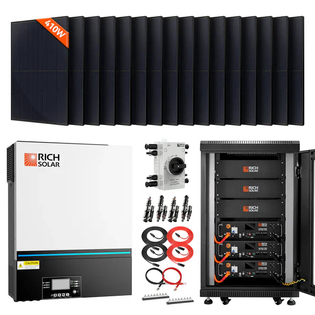 Complete Off-Grid Rich Solar Kit | 8000W PV Input | 6500W Output | 48V 120VAC + 6560 Watts of Solar PV