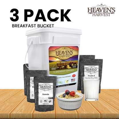 Breakfast Bucket - 3 Pack - Emergency Survival Food Kit
