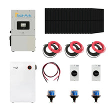 Load image into Gallery viewer, Complete Hybrid Solar Kit - Sol-Ark 15K Hybrid Inverter | 15kW 120/240V Output | 48V 310AH 16.1kWh Midnite Solar AllWeather Lithium Battery | 13.5kW+ Solar PV
