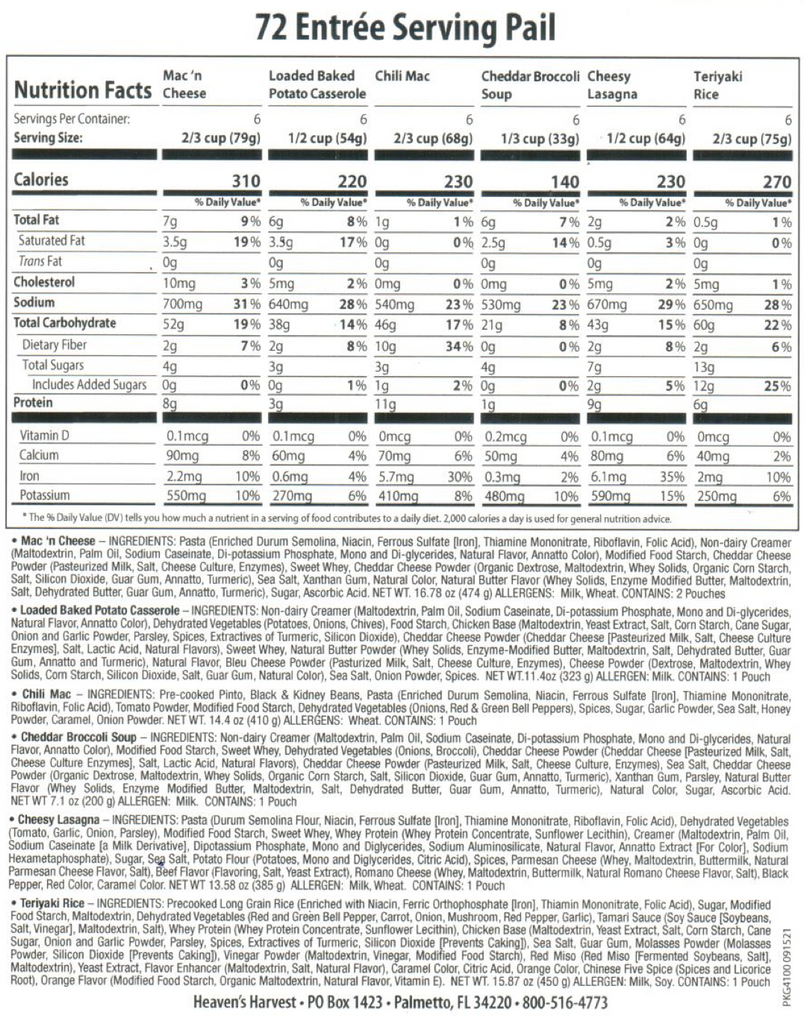 Combo Kit - Breakfast, Entrée + Protein - 6 Months - Emergency Survival Food Kit
