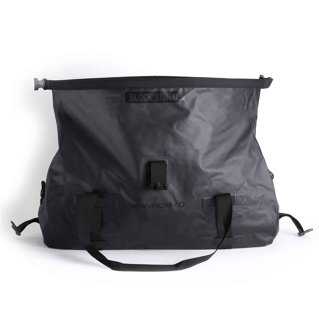 Faraday Defense 55L Stealth Black Dry Duffel Bag for Signal Blocking