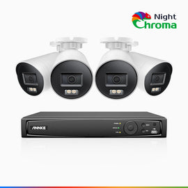NightChroma NBRK800 4K 8-Channel 4-Camera PoE Outdoor Security System with Siren