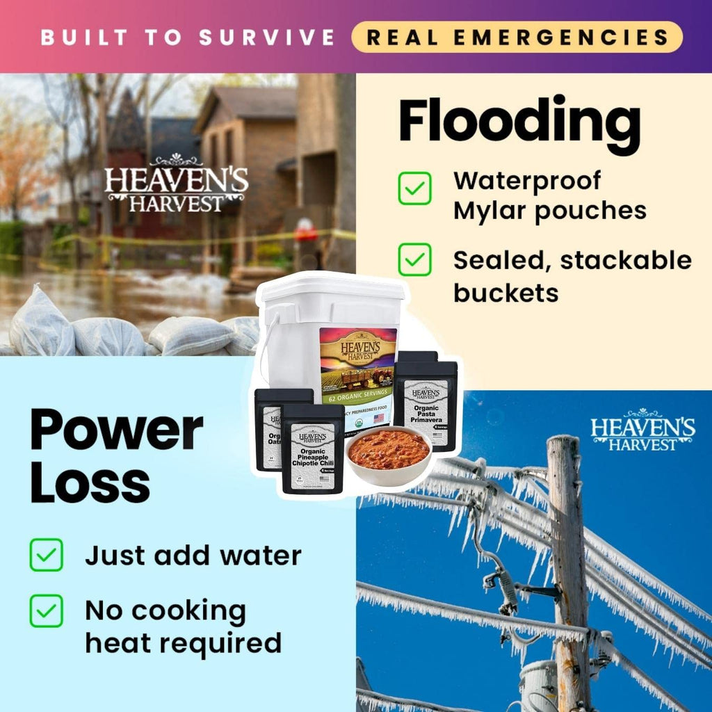 Organic Meal Bucket - 12 Pack -  Emergency Food Survival Kit