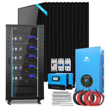 Load image into Gallery viewer, Off-Grid Solar Kit 12000W 48VDC 120V/240V LifePo4 25.6KWH Lithium Battery 12 X 415 Watts Solar Panels SGR-12K20E
