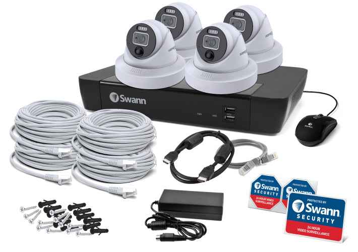 Swann 8-Channel 12MP Professional NVR Security System with 4 Dome Cameras